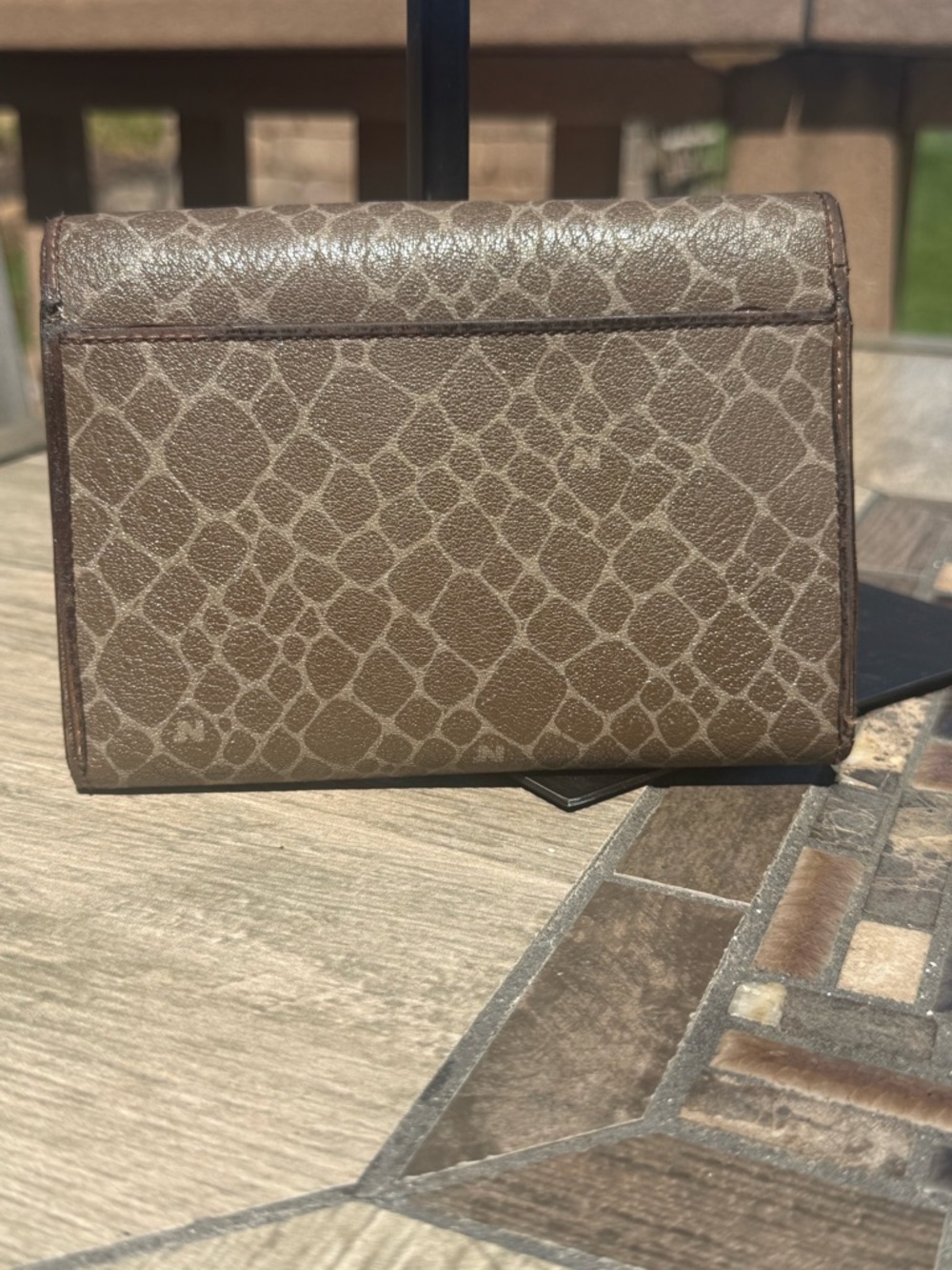 Vintage Nina Ricci leather trifold wallet Giraffe Print Kisslock - Picture 3 of 13